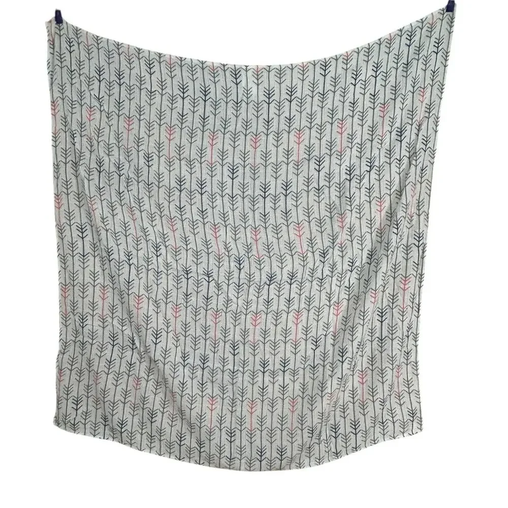 Tula Arrow Print Muslin Bamboo Baby Blanket Gray Navy Blue Orange